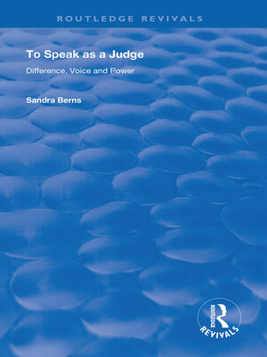 cover image of To Speak as a Judge